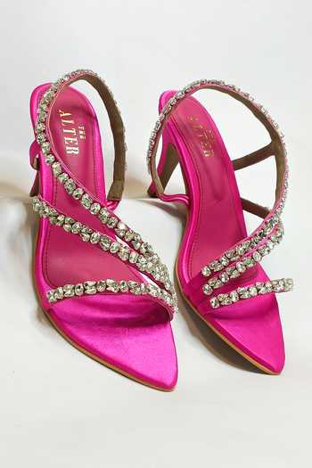 The Alter_Pink Rhinestones Kiara Embellished Stilettos _Online_at_Aza_Fashions