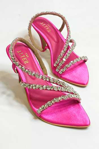 The Alter_Pink Rhinestones Kiara Embellished Stilettos _at_Aza_Fashions
