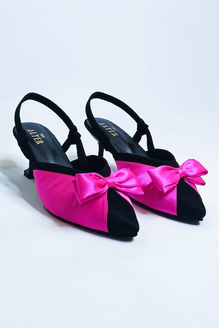 The Alter_Pink Bows Color Block Ornamented Pumps _Online_at_Aza_Fashions