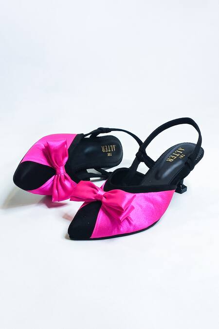 Buy_The Alter_Pink Bows Color Block Ornamented Pumps _Online_at_Aza_Fashions