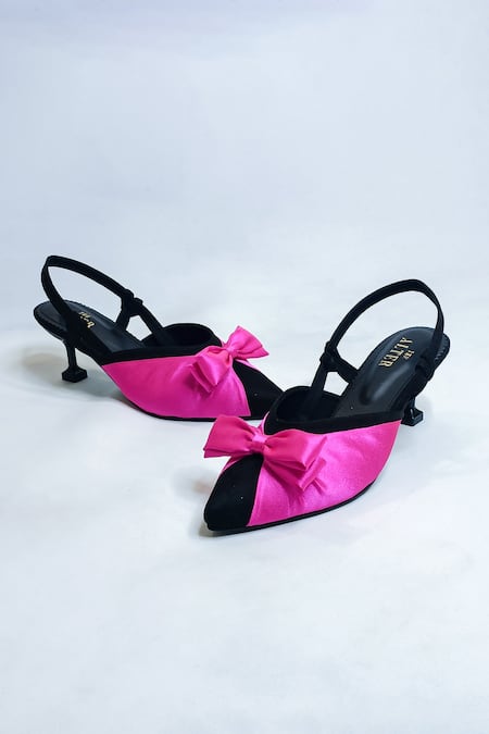 Shop_The Alter_Pink Bows Color Block Ornamented Pumps _Online_at_Aza_Fashions