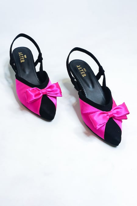 The Alter_Pink Bows Color Block Ornamented Pumps _at_Aza_Fashions