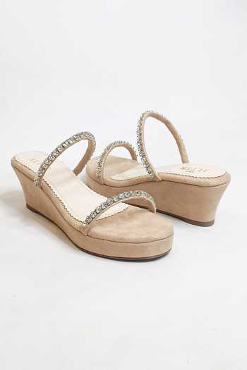 Shop_The Alter_Beige Rhinestones Mysha Embellished Wedges _Online_at_Aza_Fashions