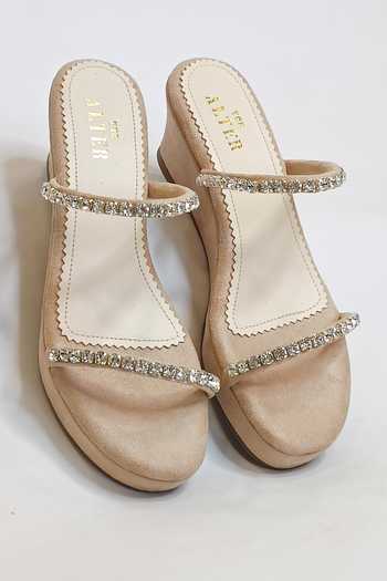 Buy_The Alter_Beige Rhinestones Mysha Embellished Wedges 