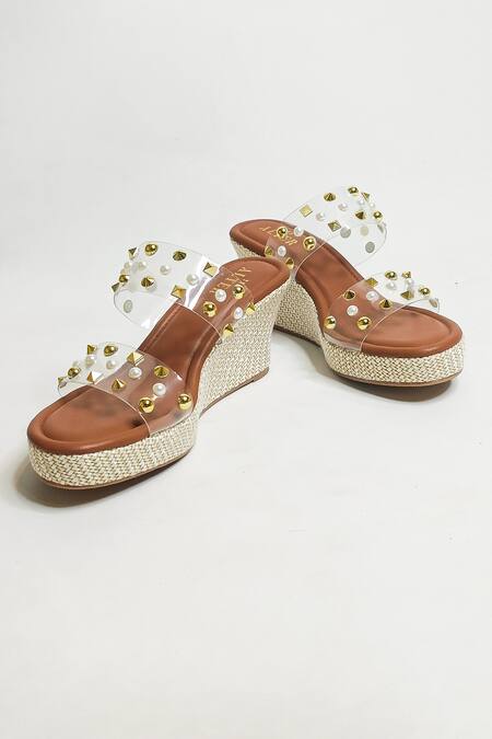 Shop_The Alter_Brown Golden Studs Abstract Studded Wedges 