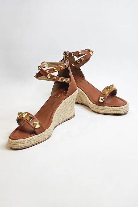 The Alter_Brown Studs Asher Studded Wedges _Online_at_Aza_Fashions