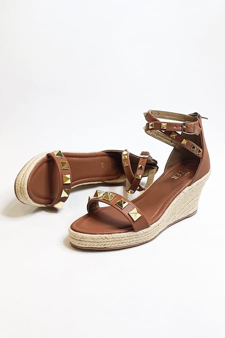 Buy_The Alter_Brown Studs Asher Studded Wedges _Online_at_Aza_Fashions
