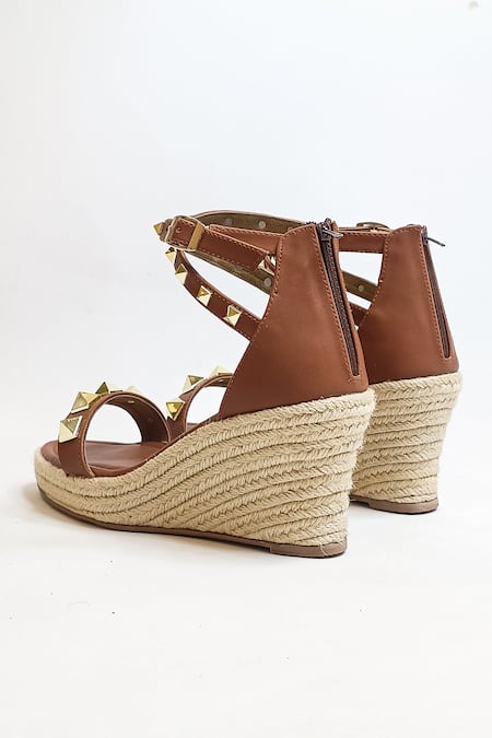 The Alter_Brown Studs Asher Studded Wedges _at_Aza_Fashions