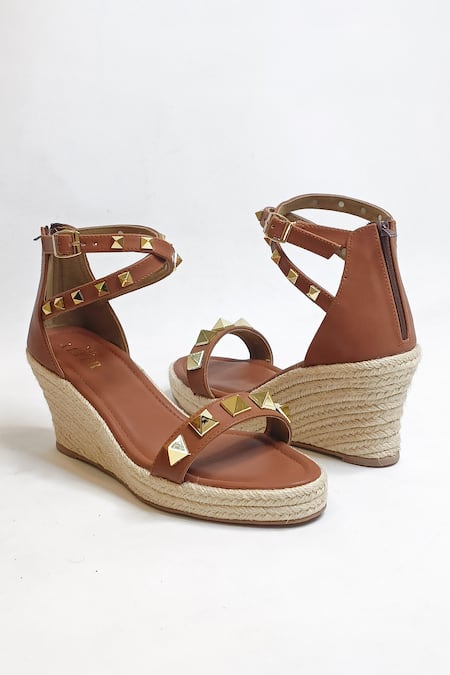 Buy_The Alter_Brown Studs Asher Studded Wedges 