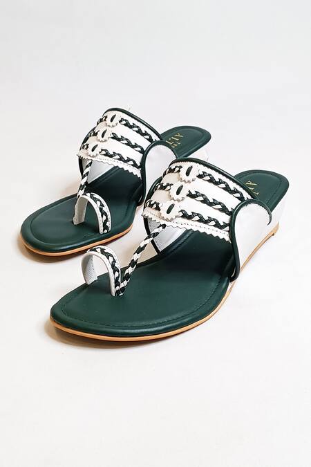 The Alter_Green Two Tone Kohla Wedges _Online_at_Aza_Fashions