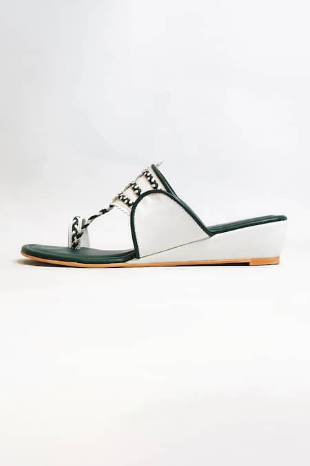 Buy_The Alter_Green Two Tone Kohla Wedges _Online_at_Aza_Fashions