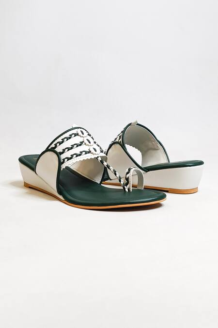 Shop_The Alter_Green Two Tone Kohla Wedges _Online_at_Aza_Fashions