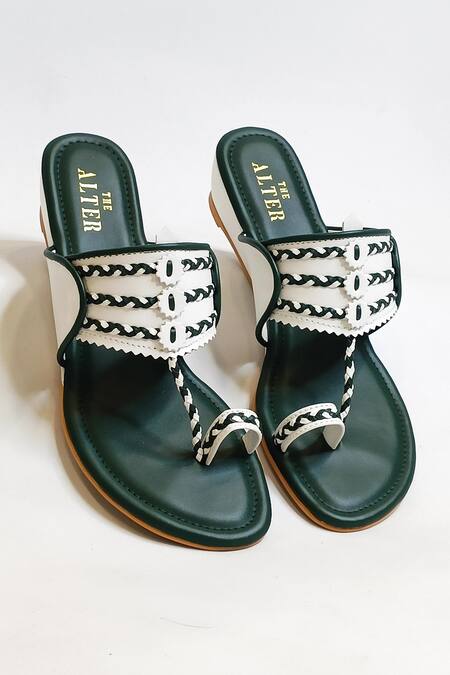 The Alter_Green Two Tone Kohla Wedges _at_Aza_Fashions