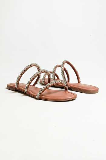 Buy_The Alter_Peach Crystal Embellished Flats 