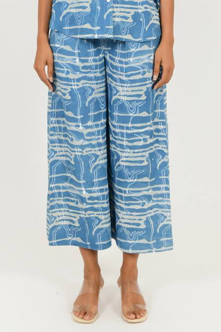 Buy Rias Jaipur Blue Linen Collared Dabu Mud Resist Print Shirt And Pant Set Online at Aza Fashions Buy_Rias Jaipur_Blue Linen Collared Dabu Mud Resist Print Shirt And Pant Set _Online_at_Aza_Fashions