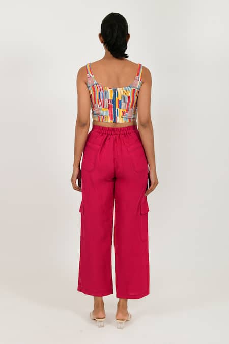 Shop Rias Jaipur Multi Color Cotton Striped Hand Block Print Corset And Pant Set at Aza Fashions Shop_Rias Jaipur_Multi Color Cotton Striped Hand Block Print Corset And Pant Set _at_Aza_Fashions