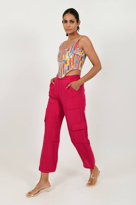 Rias Jaipur Multi Color Cotton Striped Hand Block Print Corset And Pant Set Online at Aza Fashions Rias Jaipur_Multi Color Cotton Striped Hand Block Print Corset And Pant Set _Online_at_Aza_Fashions