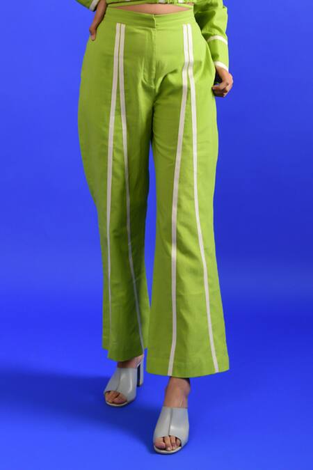 Buy Rias Jaipur Green Handloom Cotton Collared Contrast Panel Pattern Top With Pant Online at Aza Fashions Buy_Rias Jaipur_Green Handloom Cotton Collared Contrast Panel Pattern Top With Pant _Online_at_Aza_Fashions