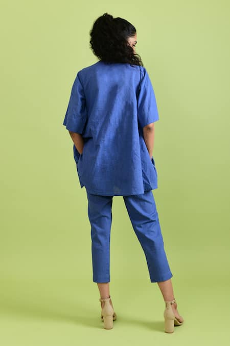 Shop_Rias Jaipur_Purple Handloom , Round Neck Simply Handwoven Long Top With Pant _at_Aza_Fashions