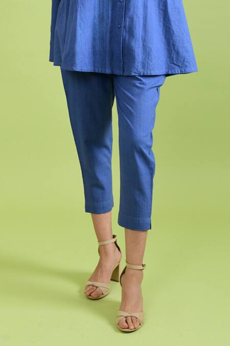 Rias Jaipur Purple Handloom , Round Neck Simply Handwoven Long Top With Pant Online at Aza Fashions Rias Jaipur_Purple Handloom , Round Neck Simply Handwoven Long Top With Pant _Online_at_Aza_Fashions