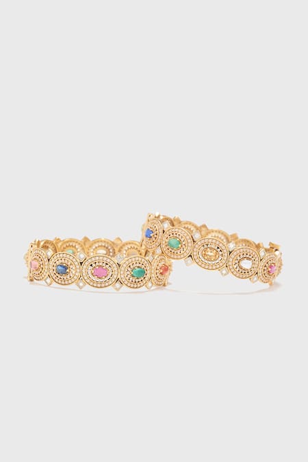 Tarun Tahiliani Stone Embellished Pair of Bangle 