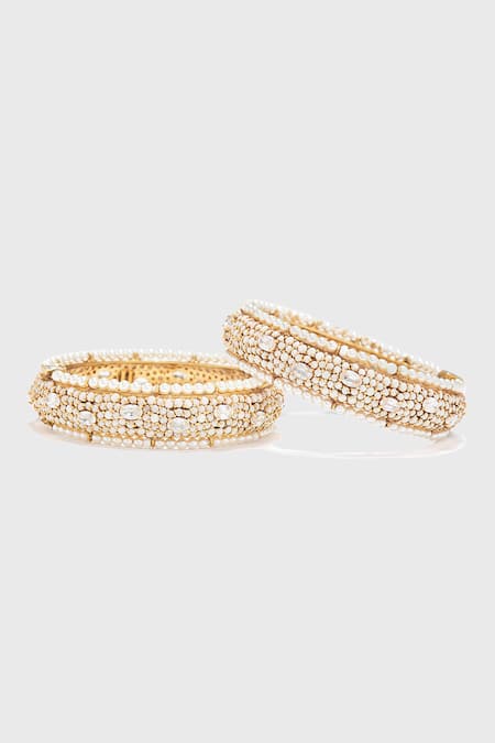 Tarun Tahiliani Pearl Embellished Pair of Bangles 