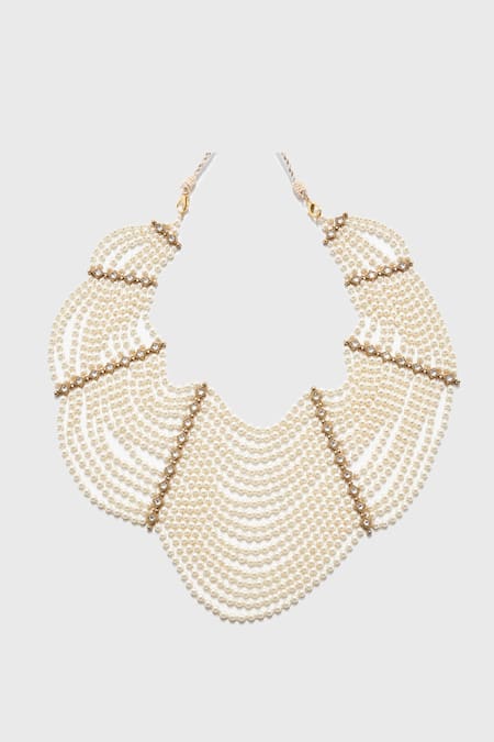Tarun Tahiliani Swarovski Pearl Waterfall Necklace 