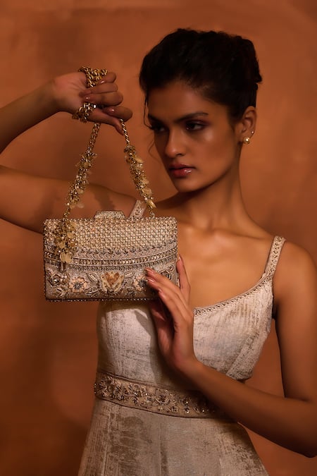 Tarun Tahiliani 3D Floral Embroidered Clutch 