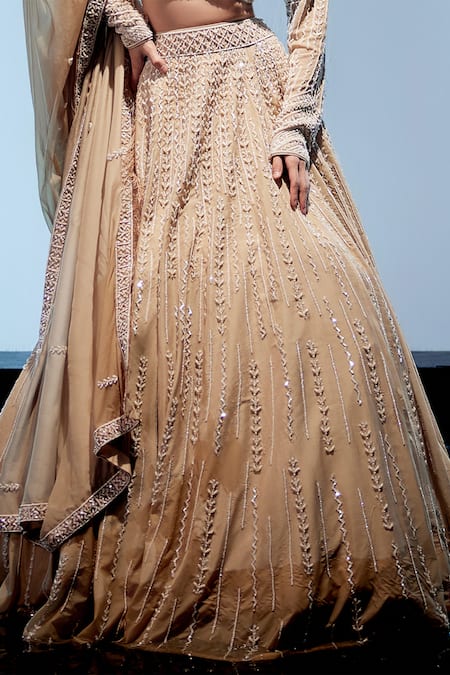 Shop Miku Kumar Ivory Organza, Satin, Georgette Cut Olivia And Pearl Embroidered Lehenga Set Online at Aza Fashions Shop_Miku Kumar_Ivory Organza, Satin, Georgette Cut Olivia And Pearl Embroidered Lehenga Set _Online_at_Aza_Fashions