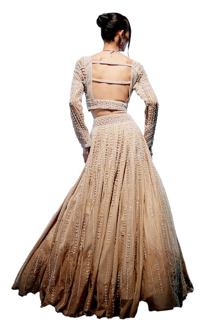 Buy Miku Kumar Ivory Organza, Satin, Georgette Cut Olivia And Pearl Embroidered Lehenga Set Buy_Miku Kumar_Ivory Organza, Satin, Georgette Cut Olivia And Pearl Embroidered Lehenga Set