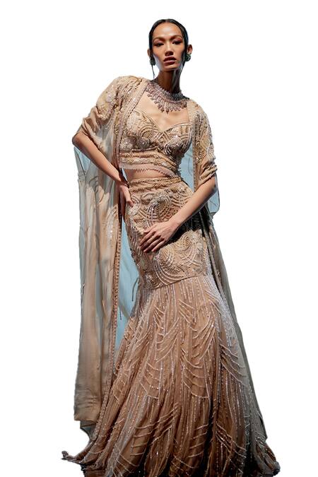 Buy Miku Kumar Ivory Organza, Net Sequins, Beads Bianca Fishcut Embroidered Lehenga Set Online at Aza Fashions Buy_Miku Kumar_Ivory Organza, Net Sequins, Beads Bianca Fishcut Embroidered Lehenga Set _Online_at_Aza_Fashions