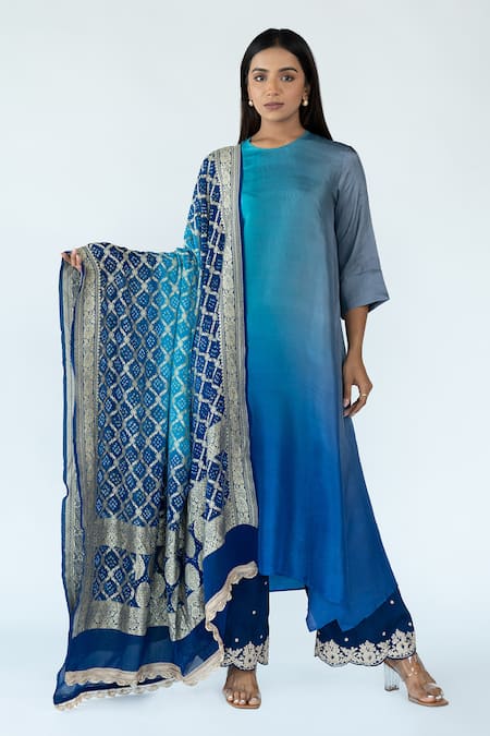 Meghna Panchmatia Ombre Kurta With Bandhej Banarasi Dupatta 