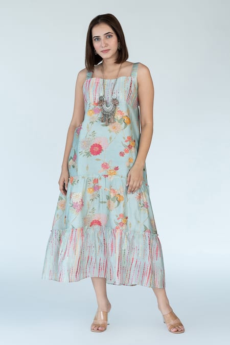 Meghna Panchmatia Garden Print Dress With Cape 