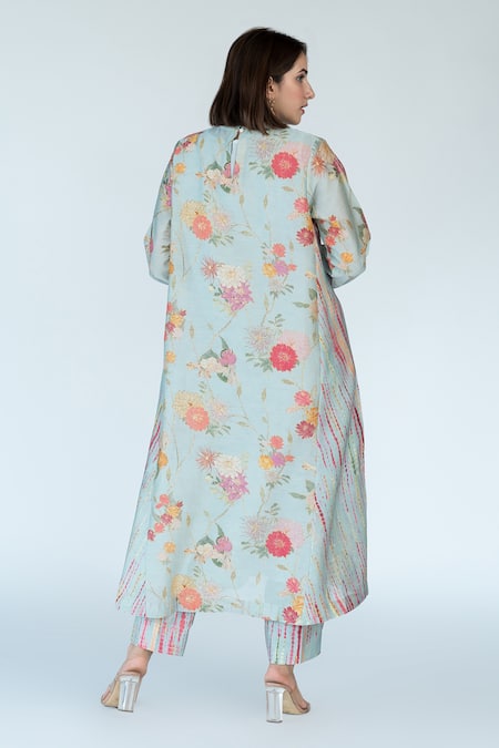 Meghna Panchmatia Bloom Garden & Shibori Print Kurta Pant Set 