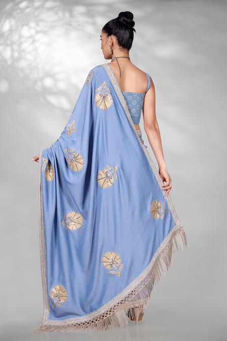 Anita Kanwal Pre-Stitched Saree Set With Unstitched Blouse Piece 