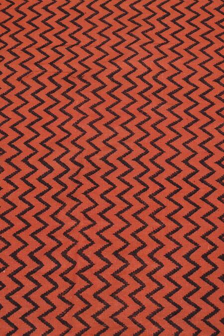 Buy_Anita Kanwal_Orange Jersey Lace Tabla Block Print Saree With Unstitched Blouse Piece _Online_at_Aza_Fashions