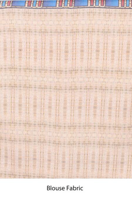 Buy_Anita Kanwal_Beige Jersey Sequins Egyptian Digital Print Saree With Unstitched Blouse Piece