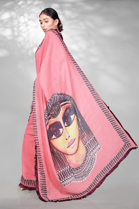 Anita Kanwal Printed & Embroidered Saree With Unstitched Blouse Piece 