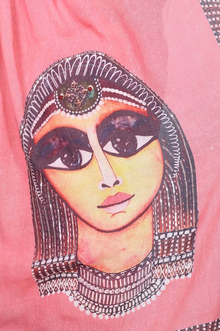 Shop_Anita Kanwal_Red Jersey, Jacquard Printed And Embroidered Saree With Unstitched Blouse Piece _Online_at_Aza_Fashions