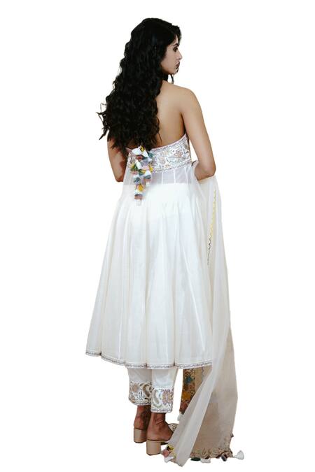 Wabi Sabi By Anshum-Ritesh Ivory Chanderi Embroidery Halter Neck Santorini Sunset Anarkali Pant Set at Aza Fashions Wabi Sabi By Anshum-Ritesh_Ivory Chanderi Embroidery Halter Neck Santorini Sunset Anarkali Pant Set _at_Aza_Fashions