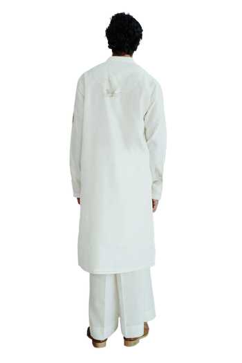Wabi Sabi By Anshum-Ritesh_Ivory Chanderi Ticket To Turkey Hand Painted Kurta Set _at_Aza_Fashions