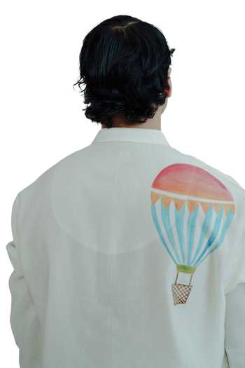 Wabi Sabi By Anshum-Ritesh_Ivory Chanderi Up In The Air Hand Painted Kurta Set _at_Aza_Fashions