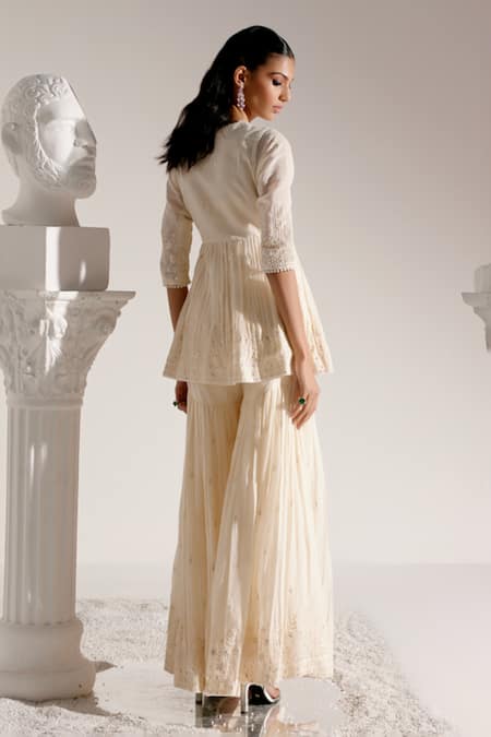 Preevin Embroidered Angrakha Kurta With Sharara 