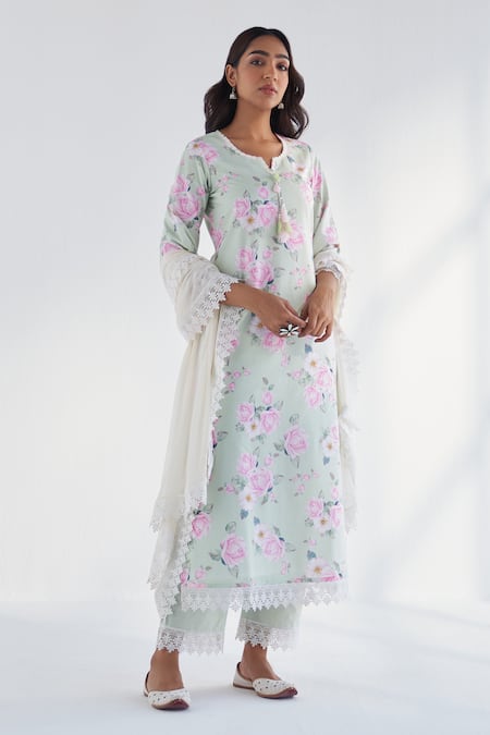 Roze Huma Floral Print Kurta Pant Set 