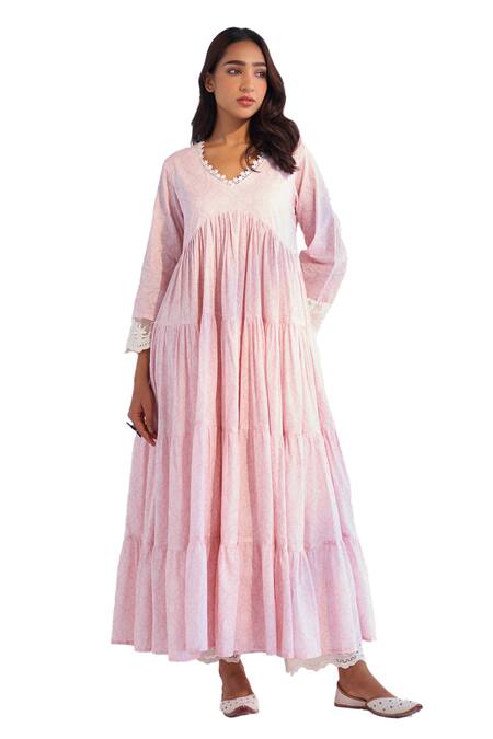 Buy Off White Pure Cotton Placement Embroidery Floral Laila Hem Pant ...