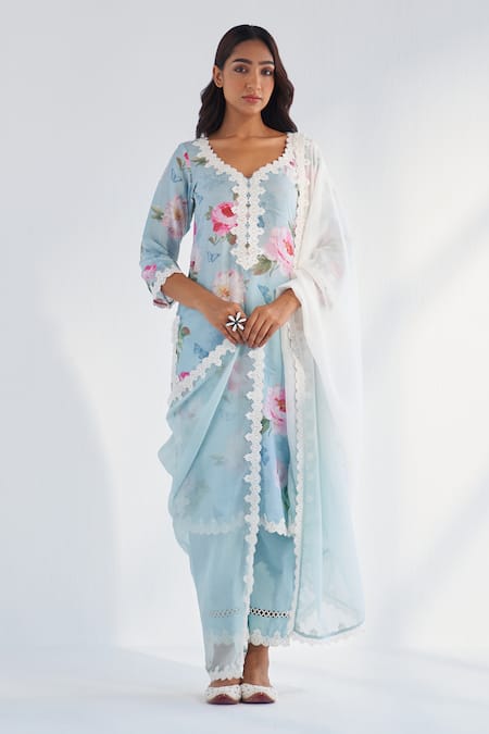 Roze Mariam Floral Print Kurta Pant Set 