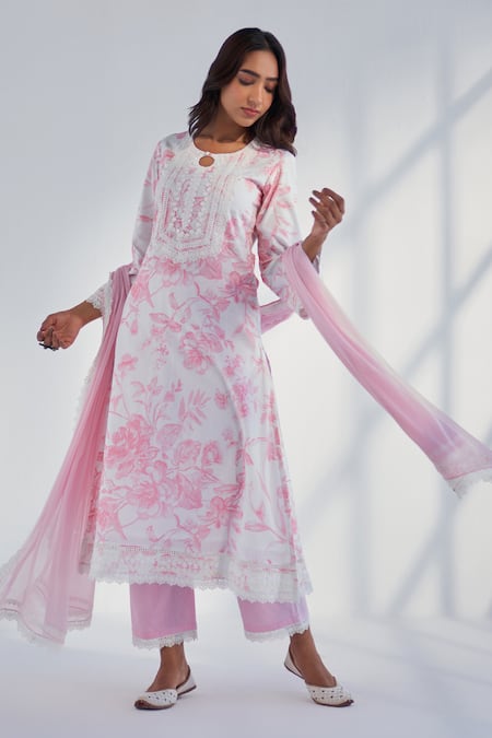 Roze Raya Floral Print Kurta Pant Set 