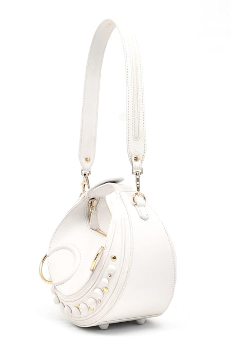 Immri_White Halo Crescent Bag _at_Aza_Fashions
