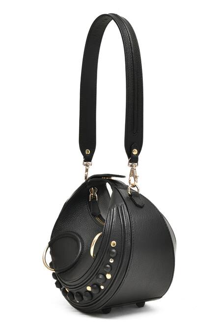 Shop Immri Black Halo Crescent Shaped Handbag Online at Aza Fashions Shop_Immri_Black Halo Crescent Shaped Handbag _Online_at_Aza_Fashions