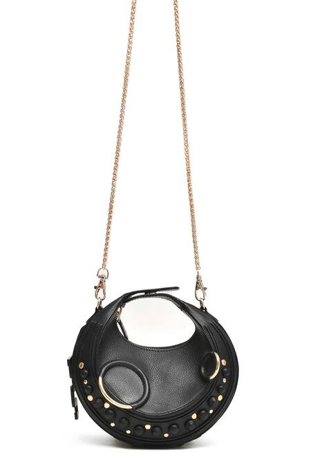 Immri Black Halo Crescent Shaped Handbag at Aza Fashions Immri_Black Halo Crescent Shaped Handbag _at_Aza_Fashions